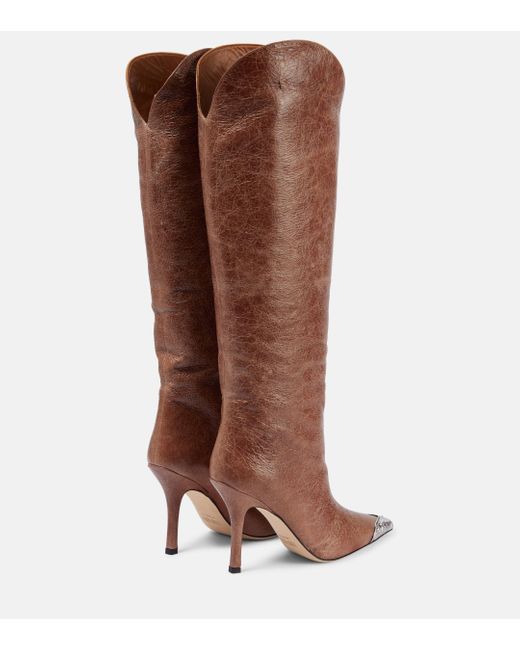Paris Texas Brown Nadia Leather Knee-high Boots