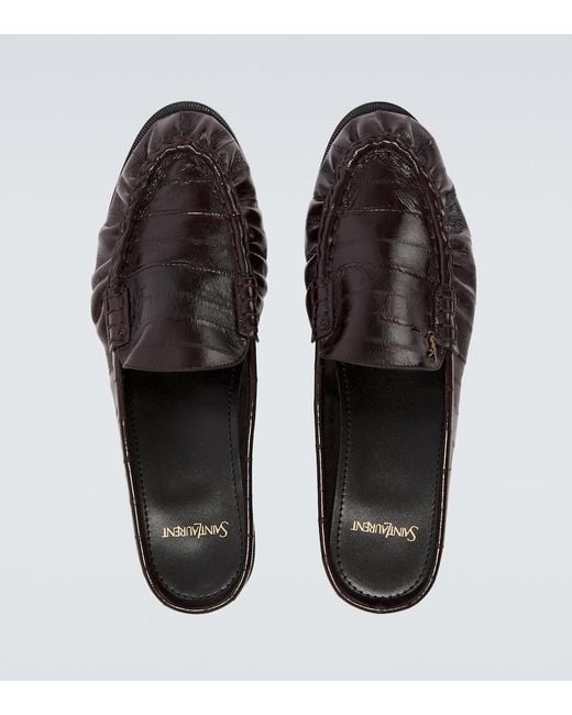 Saint Laurent Brown Le Loafer Eel Leather Mules for men