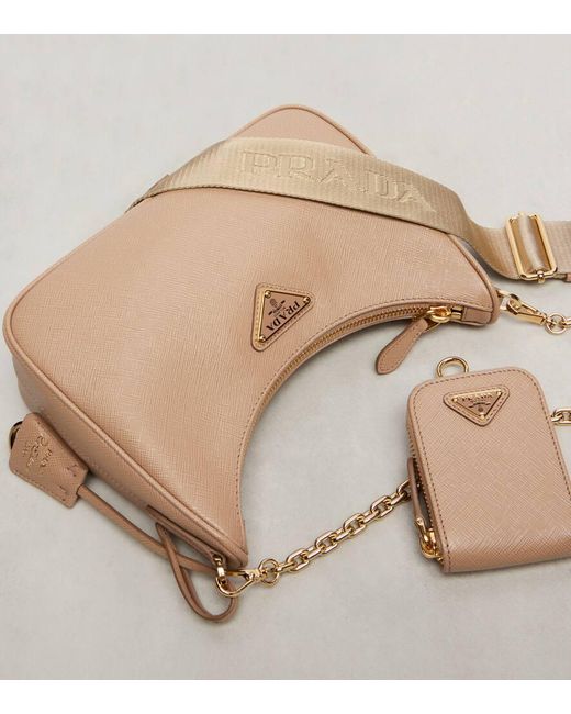 Prada Natural Schultertasche Re-Edition 2005 Aus Leder