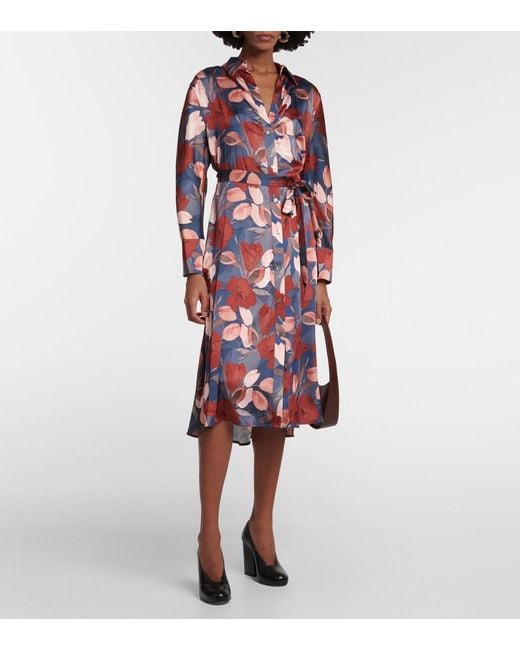 Vince Red Nouveau Magnolia Shirt Dress