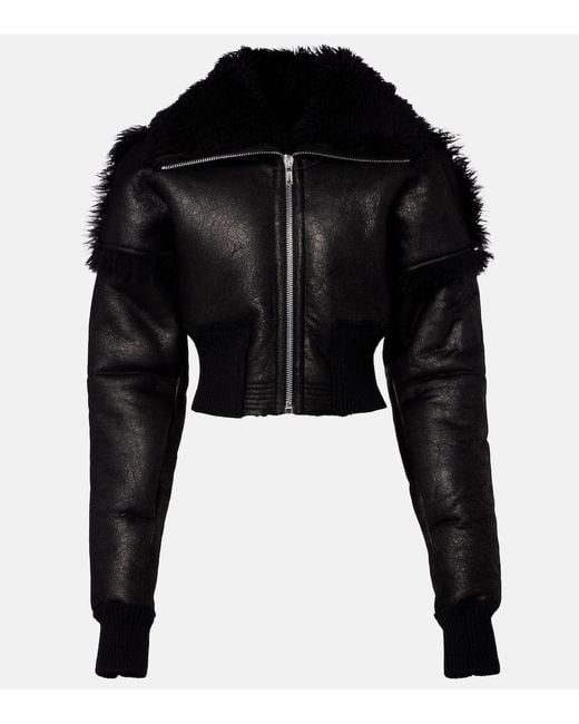 Veste Flight Raccourcie En Cuir Rick Owens en coloris Black
