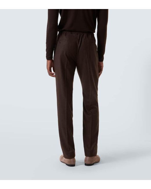 Pantalones Tapered De Franela De Lana Virgen Rubinacci de hombre de color Brown