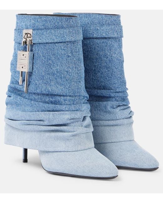 Givenchy Blue Stiefel Shark Lock Aus Denim