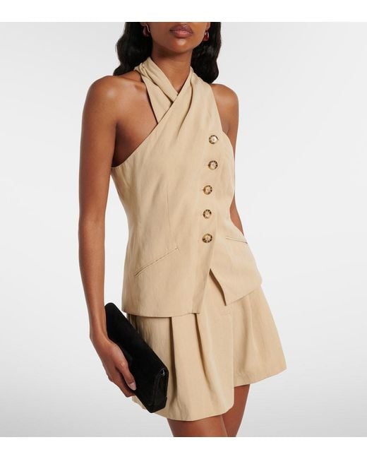 Veronica Beard Natural Pacey Halterneck Top