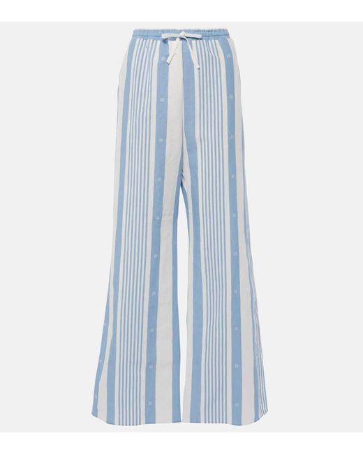 Pantalones anchos 4G de algodon y lino Givenchy de color Blue