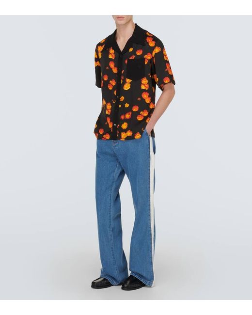 Camisa bowling Highlife floral Wales Bonner de hombre de color Black