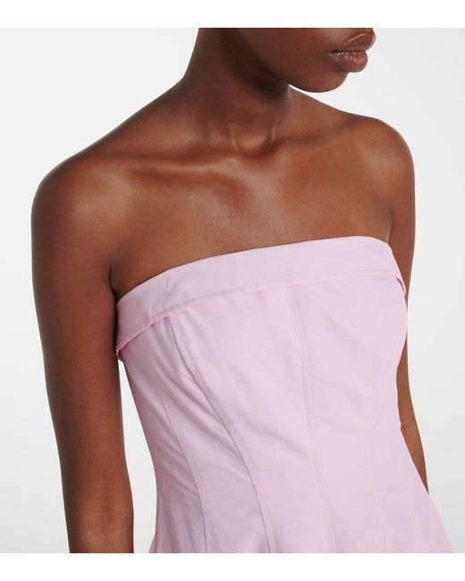 Jonathan Simkhai Pink Avril Cotton-Blend Bustier Gown