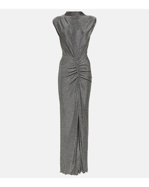 Diane von Furstenberg Gray Apollo Metallic Jersey Maxi Dress