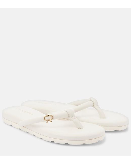 Gianvito Rossi White Juno Leather Thong Sandals
