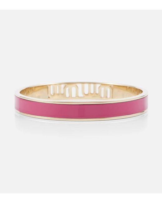 Miu Miu Pink Logo Enameled Bracelet