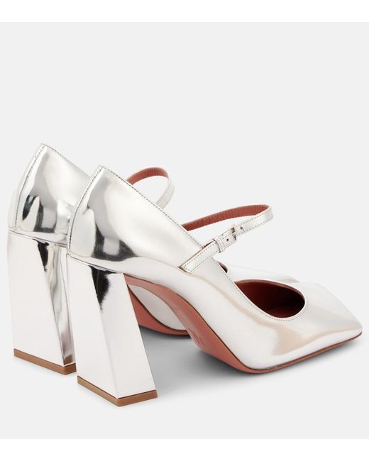 AMINA MUADDI Red Charlotte 95 Leather Mary Jane Pumps