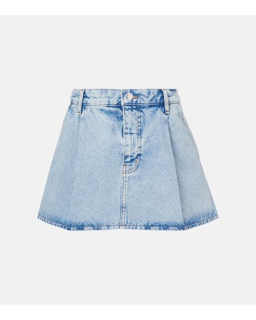 Minifalda De Denim Plisada FRAME de color Blue