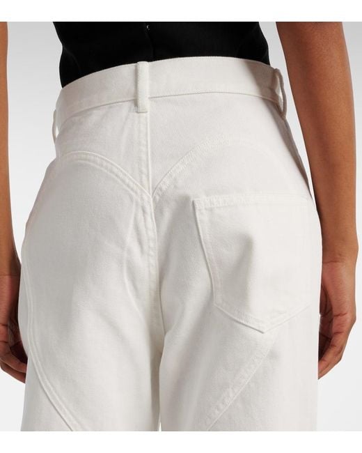 Area White Straight Jeans Mit Kristallen