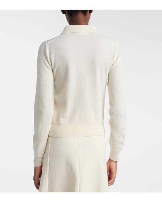 Jil Sander White Virgin Wool Polo Sweater