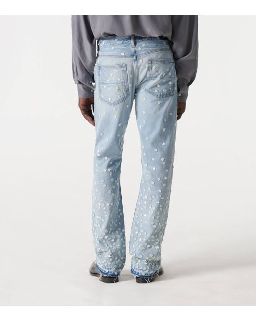 Amiri Blue Floral Straight Jeans for men