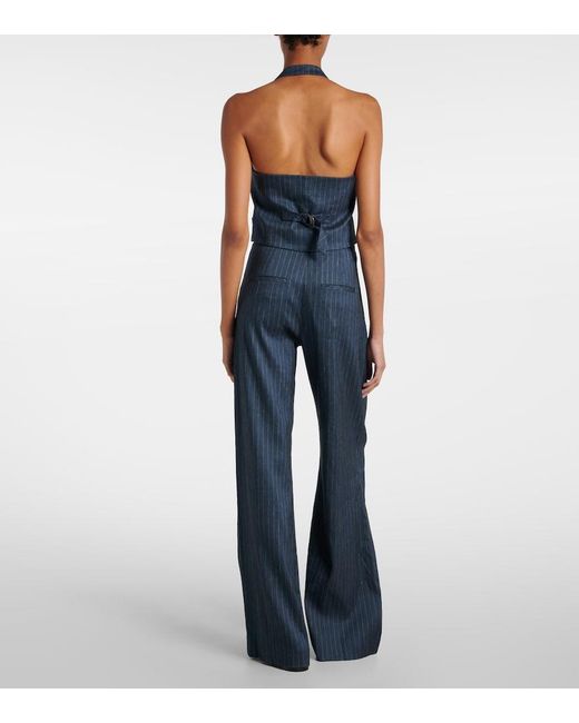 Veronica Beard Blue Arabella Pinstripe Linen-Blend Vest
