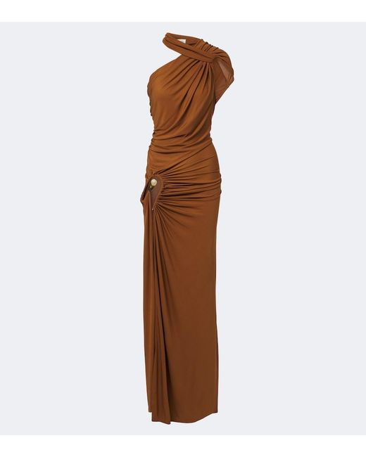 Christopher Esber Brown Helix Crystal Draped Gown