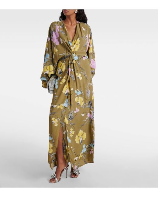 Diane von Furstenberg Green Kason Floral Maxi Dress