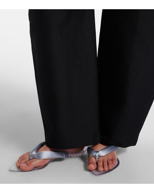 Alaïa White Invisible Satin Thong Sandals