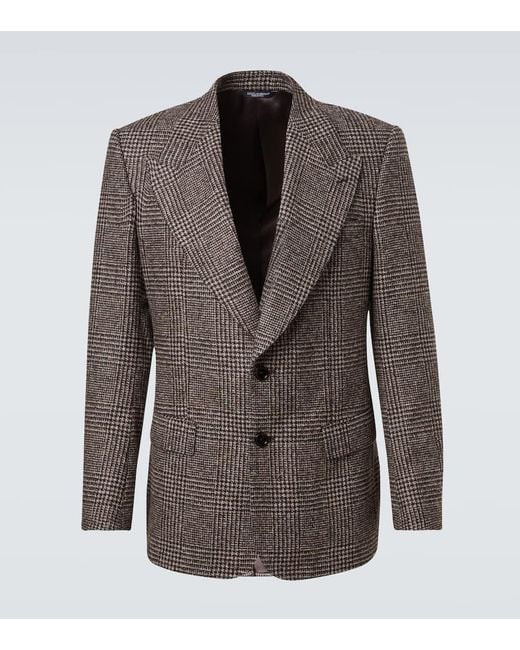 Blazer De Botonadura Simple A Cuadros Dolce & Gabbana de hombre de color Brown