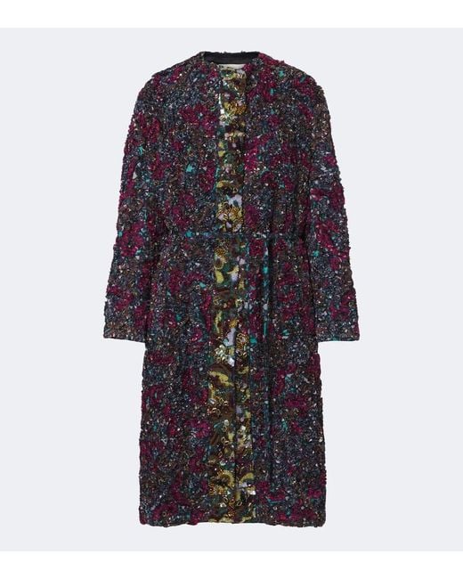 Dries Van Noten Blue Embellished Embroidered Coat
