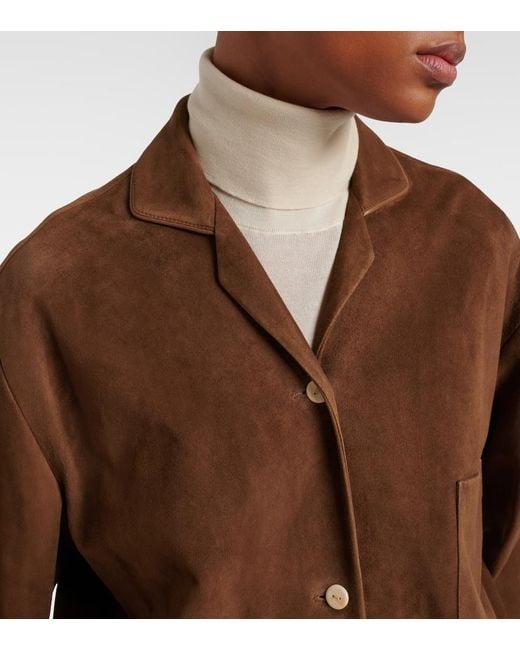 The Row Brown Janine Suede Shirt