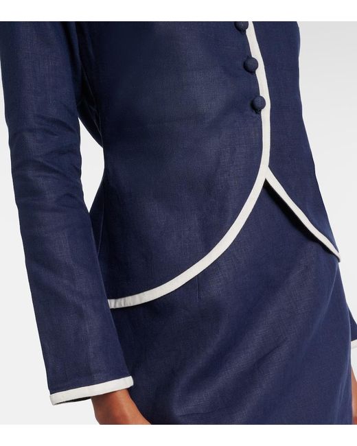 Faithfull The Brand Blue Molly Linen Blazer