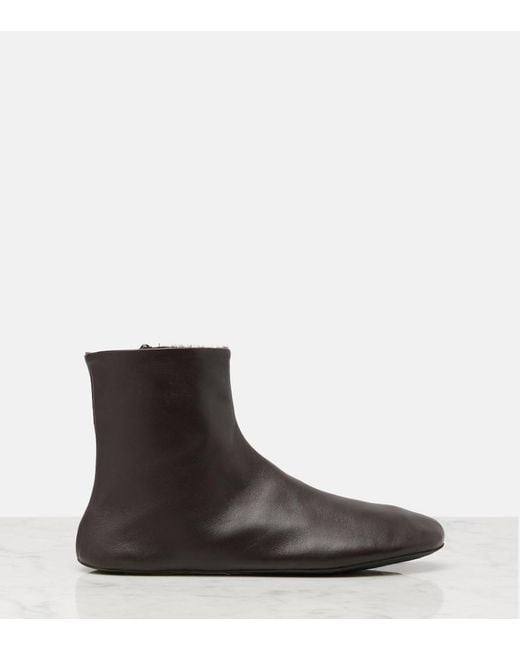 The Row Brown Ankle Boots Stella Aus Leder Mit Shearling