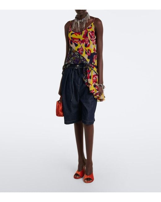 Shorts De Denim Con Cinturon Dries Van Noten de color Blue