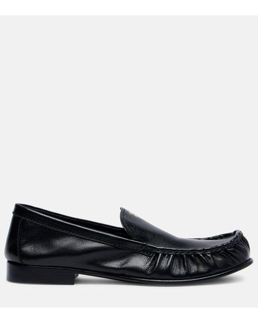 Miu Miu Black Logo Leather Loafers