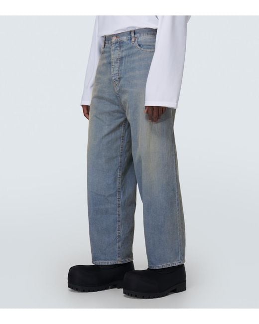 Balenciaga Blue Waterproof Wide-Leg Jeans for men