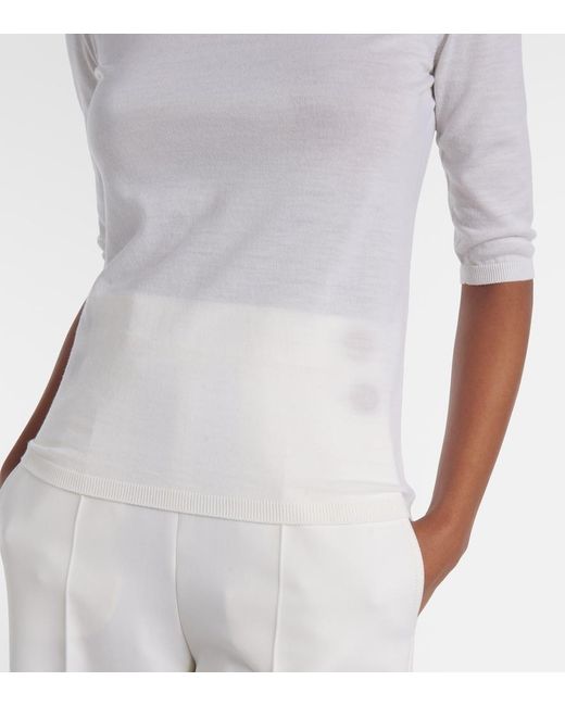 Max Mara White Cecina Virgin Wool Turtleneck Top