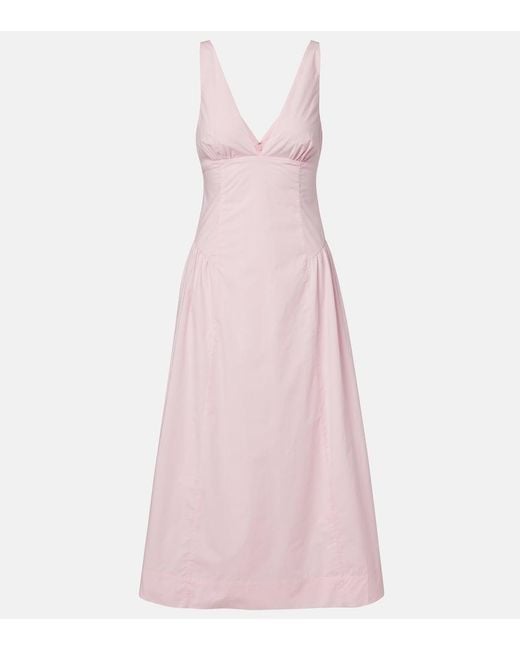 Posse Pink Lindie Cotton Poplin Midi Dress