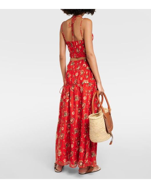 Sir. The Label Red Reyes Printed Cotton And Silk Maxi Skirt