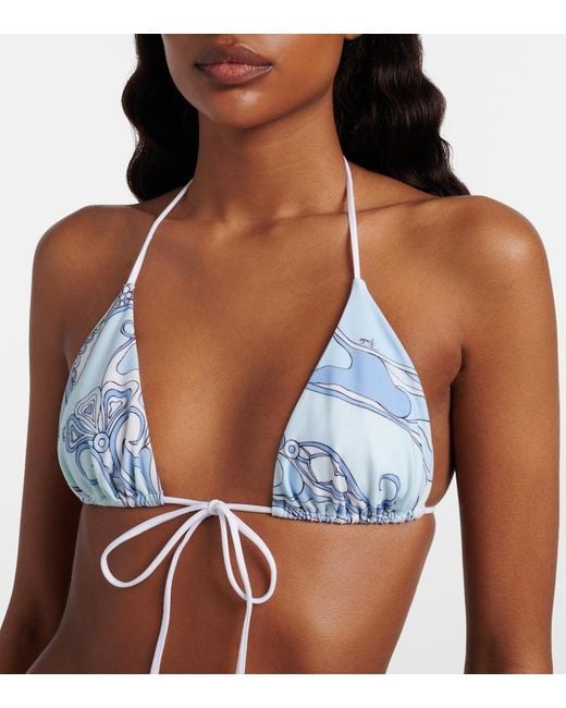 Emilio Pucci Blue Orchidee Bikini Top
