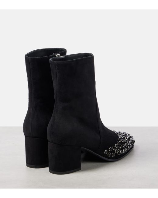Alaïa Black Suede Ankle Boots With Studs