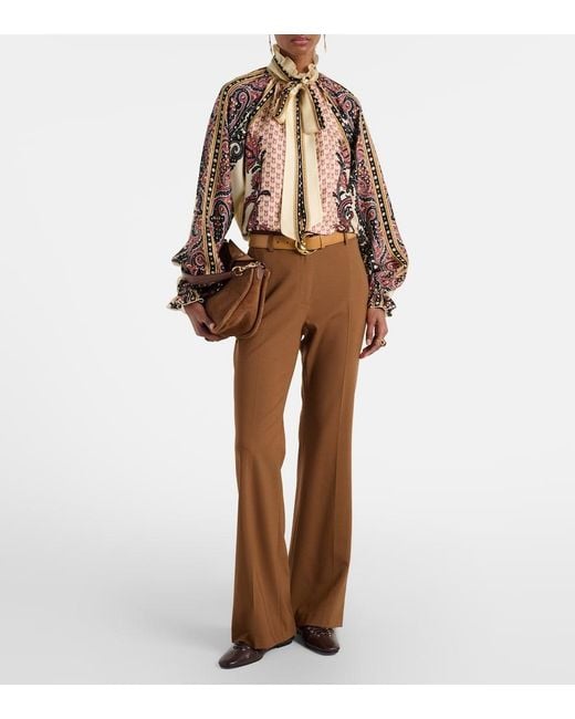 Etro Pink Printed Silk Twill Blouse
