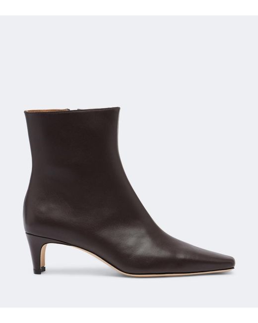 Staud Brown Wally Leather Ankle Boots
