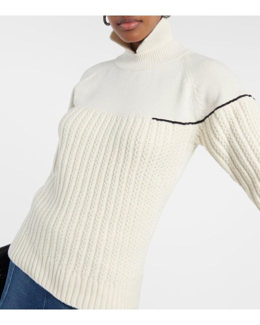 Pullover in lana con doppio colletto di Victoria Beckham in Natural