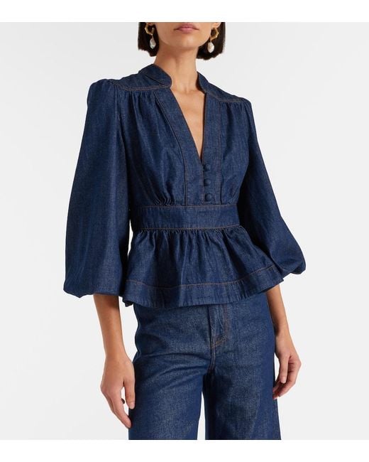 Zimmermann Blue Awaken Denim Blouse