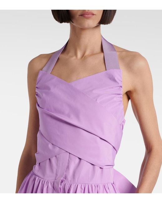 Patou Purple Gathered Faille Midi Dress