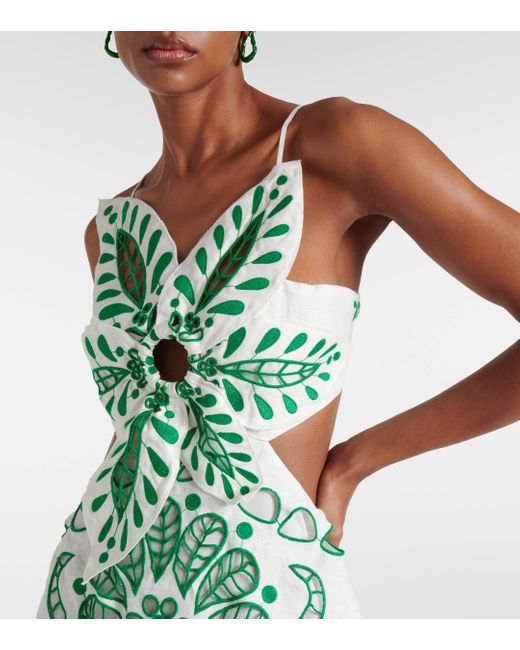 FARM Rio Off- Flower Richelieu Euroflax Premium Linen Midi Dress, Off in  Green | Lyst Canada