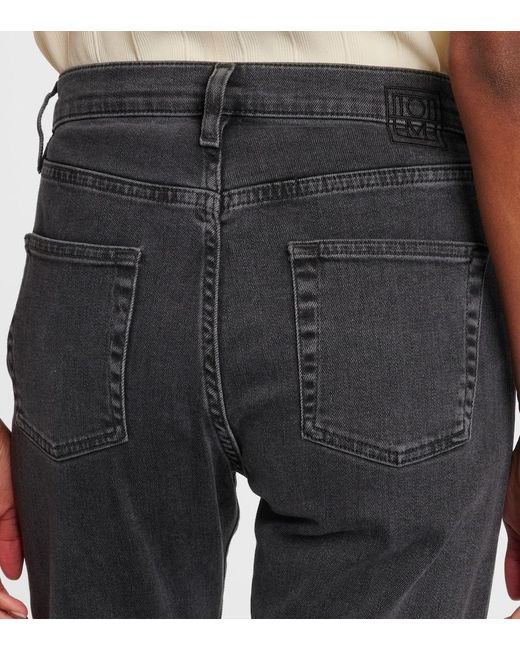Totême Gray Mid-rise Twisted-seam Straight Jeans