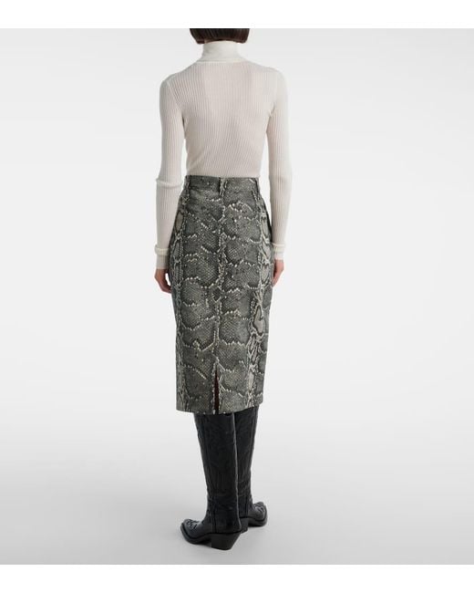 Gabriela Hearst Gray Adelaide Snake-Print Cotton Midi Skirt