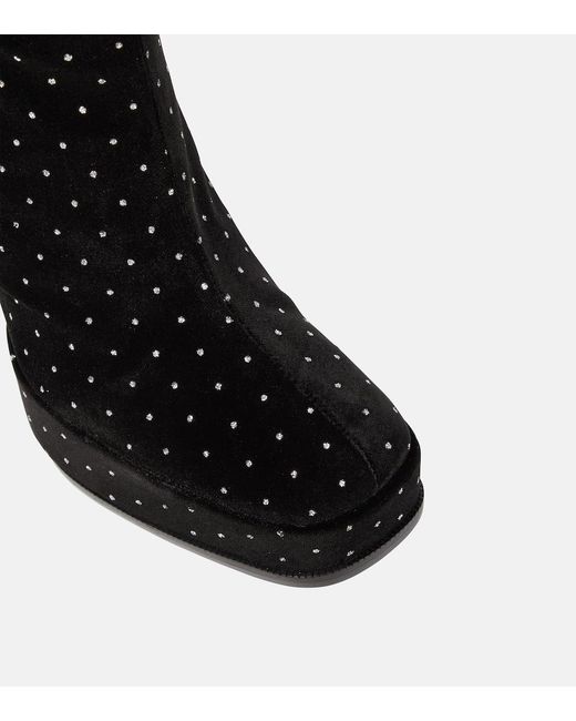 NODALETO Black Angel S Embellished Velvet Knee-High Boots