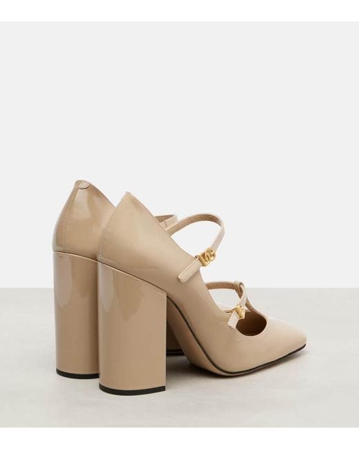 Dolce & Gabbana Natural Mary-Jane-Pumps Dg 105 Aus Lackleder