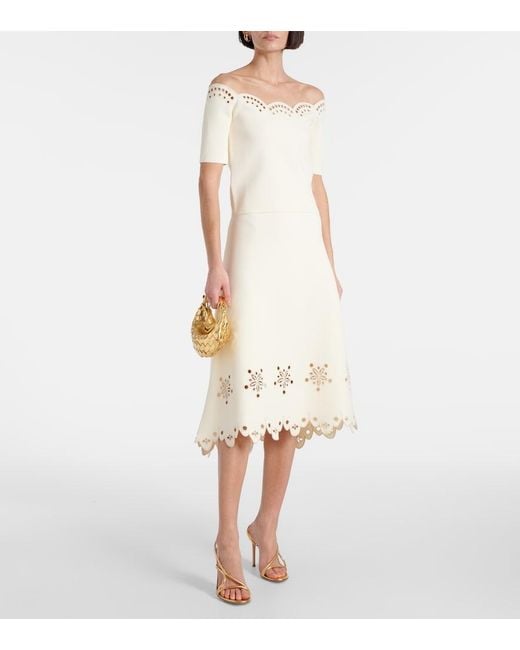 Altuzarra Natural Melly Scalloped Crepe Midi Skirt