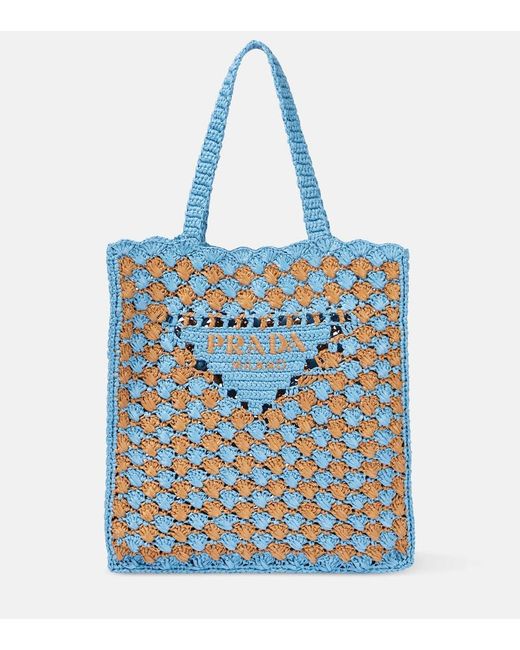 Tote De Croche Con Logo Prada de color Blue