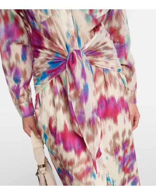 Isabel Marant Red Nesly Printed Cotton Shirt Dress