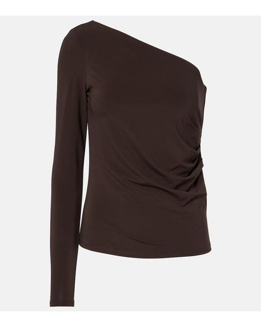 Max Mara Brown Spluga One-Shoulder Top